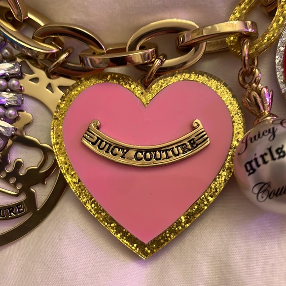 Vintage XL glitter Juicy Couture charm necklace RARE mint Y2K LARGE charms - Picture 4 of 17